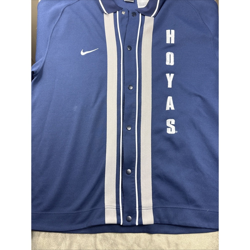 Vtg 90s Nike‎ Team Sports Georgetown Hoyas Snap Button Warm Up Jersey Large - Picture 8 of 14